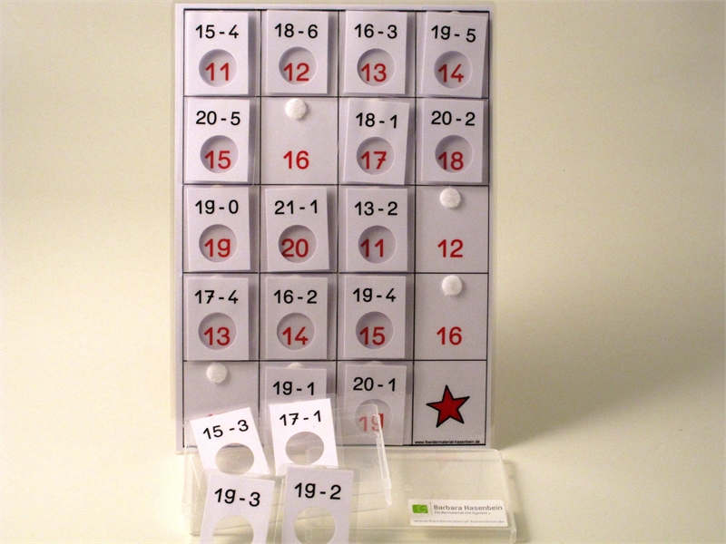 Subtraktionslotto bis 20 ohne 10er-Übergang